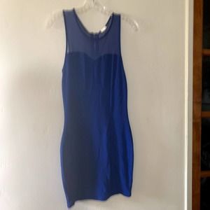garage blue heart neck line mesh top dress zipper up the back size XS